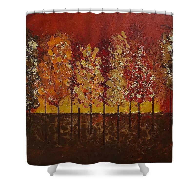 Fall Shower Curtain featuring the painting Autumn's Crowning Glory by Linda Bailey