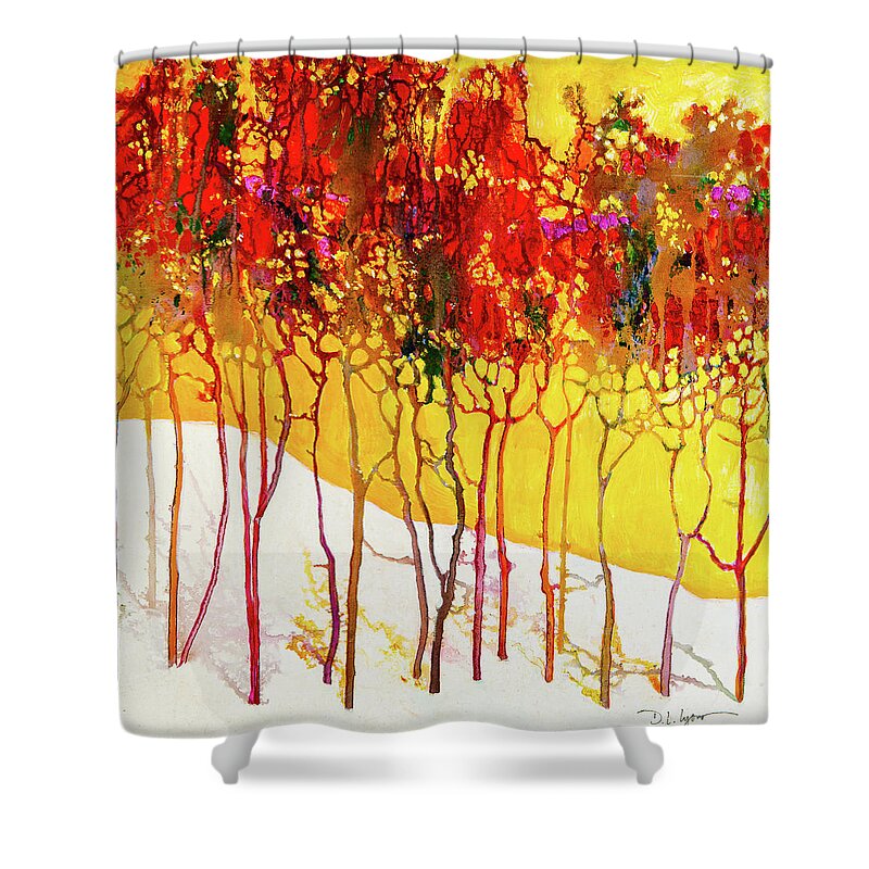 Abstract Shower Curtain featuring the digital art Autumns Last Mosaic - Abstract Contemporary Acrylic Painting by Sambel Pedes