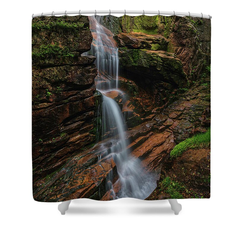 New Hampshire Waterfall Shower Curtain featuring the photograph Avalanche Falls at Franconia Notch State Park by Juergen Roth