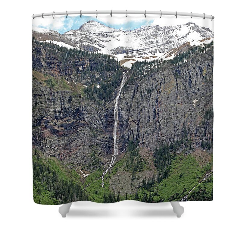 Avalanche Falls Shower Curtain featuring the photograph Avalanche Falls - Glacier National Park by Richard Krebs