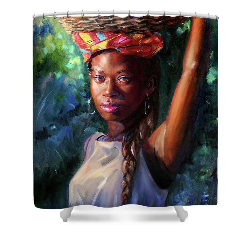 Caribbean Shower Curtain featuring the painting Avon with Basket by Jonathan Gladding