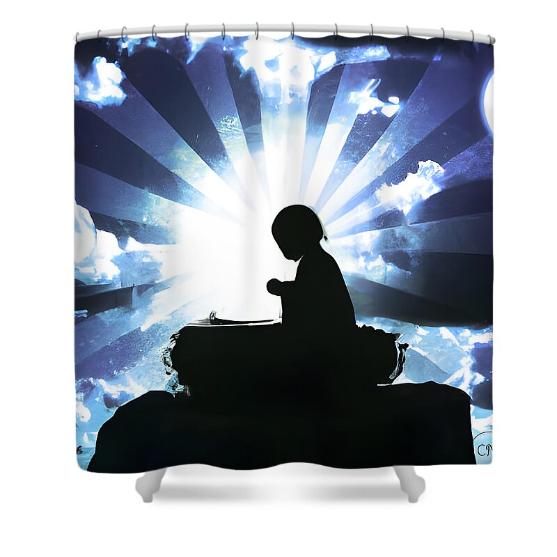 Ai Shower Curtain featuring the digital art Away In A Manger by Cindy's Creative Corner