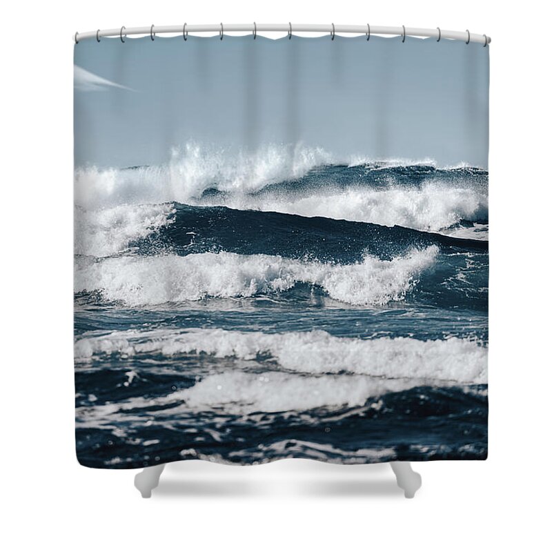 Atlantic Ocean Shower Curtain featuring the photograph Awesome Waves by Francesco Riccardo Iacomino