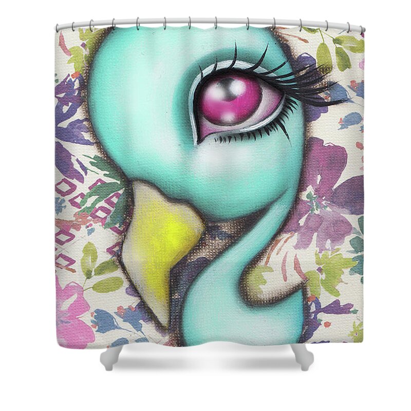 Whimsical Shower Curtain featuring the painting ax by Abril Andrade