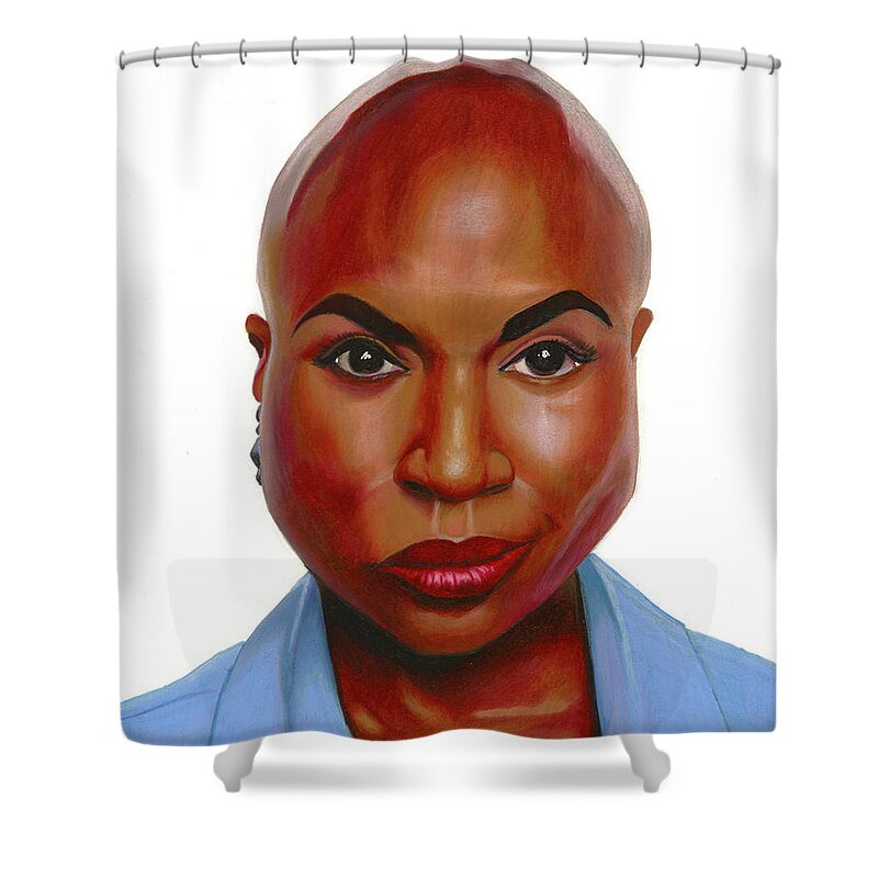 Us Representative Shower Curtain featuring the drawing Ayanna Pressley by Philippe Thomas