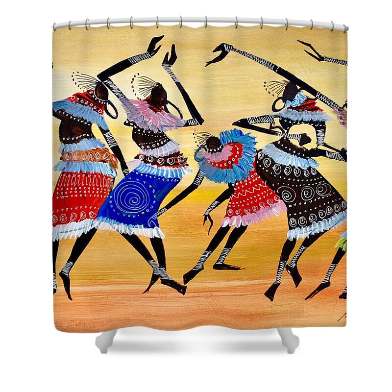 Africa Shower Curtain featuring the painting B-414 by Martin Bulinya