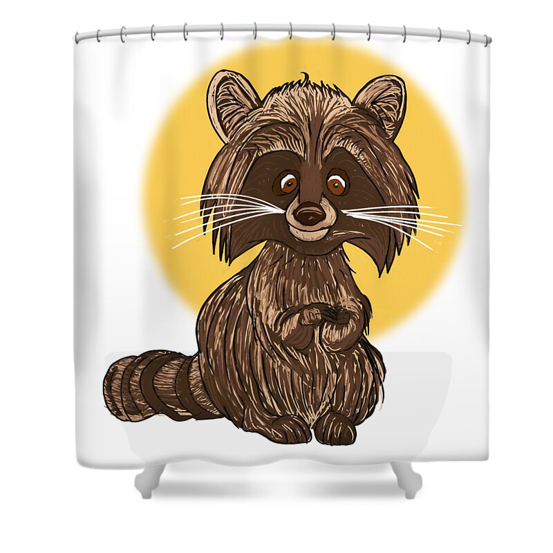 Raccoon Shower Curtain featuring the digital art Baby Raccoon by John Haldane