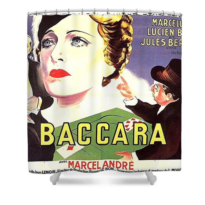 Synopsis Shower Curtain featuring the mixed media ''Baccara'', 1935 by Movie World Posters