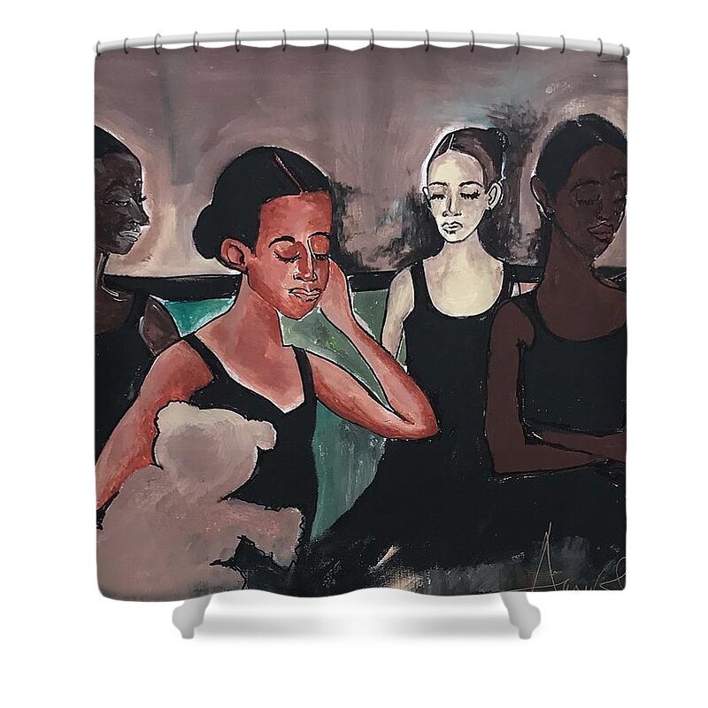  Shower Curtain featuring the painting Backstage by Angie ONeal