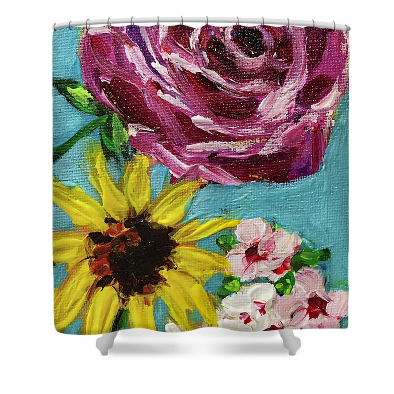 Roses Shower Curtain featuring the painting Backyard Blooms by Roxy Rich
