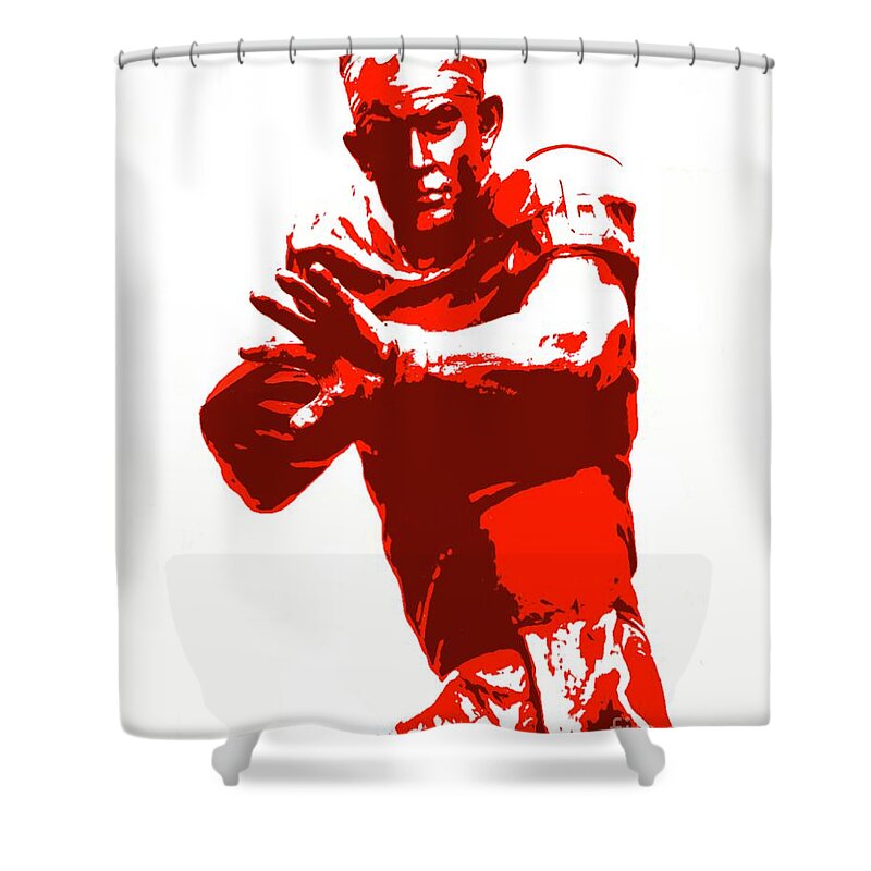Baker Mayfield Shower Curtain featuring the painting Baker Mayfield Statue by Jack Bunds