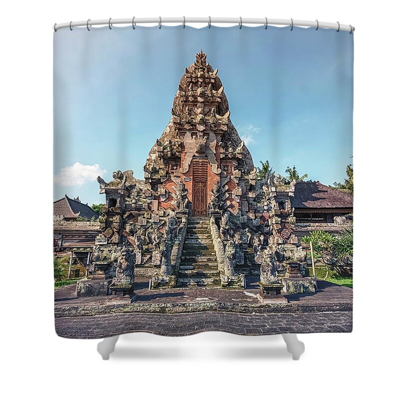 Adventure Shower Curtain featuring the photograph Bali Temple by Manjik Pictures