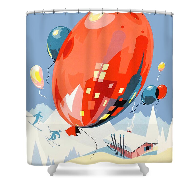 Balloons Shower Curtain featuring the digital art Balloons Over Upper Bavaria by Long Shot