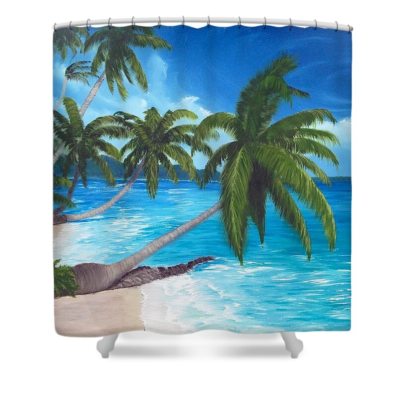 Palm Trees Shower Curtain featuring the painting Balmy Breezes by Marlene Little
