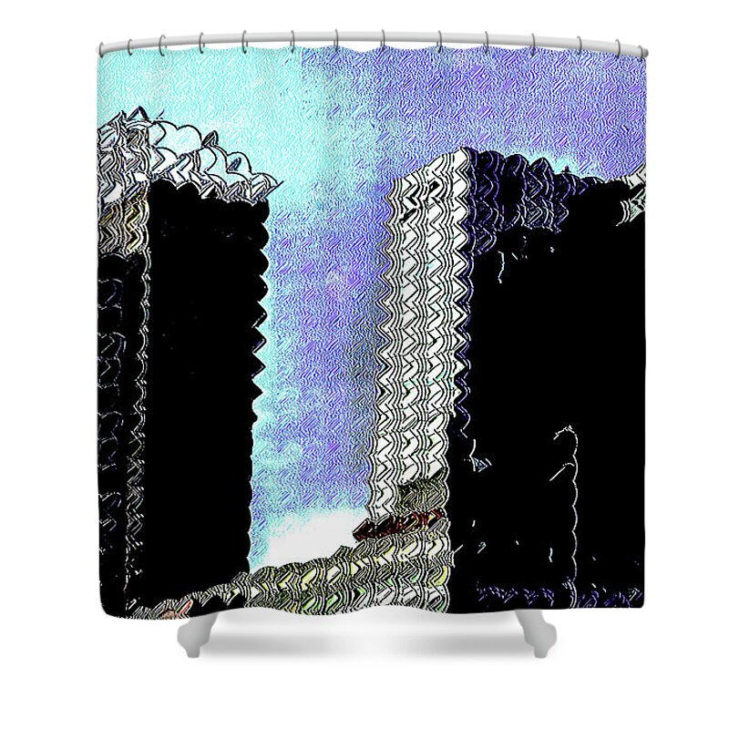 Skyscrapers Shower Curtain featuring the digital art Baltimore Street by Addison Likins
