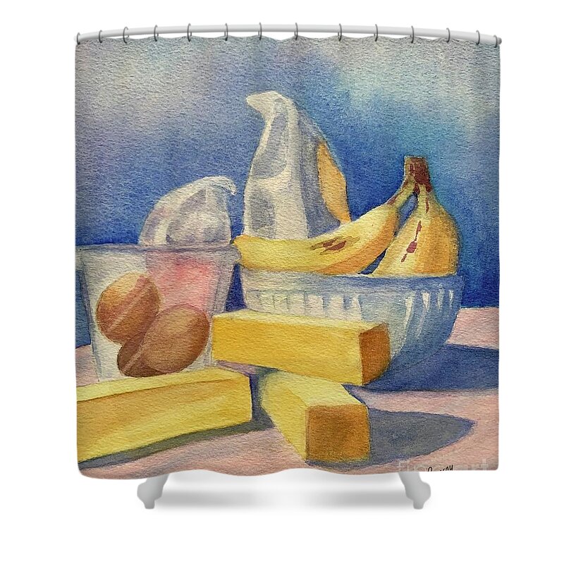 Watercolor Shower Curtain featuring the painting Banana Bread by Sue Carmony