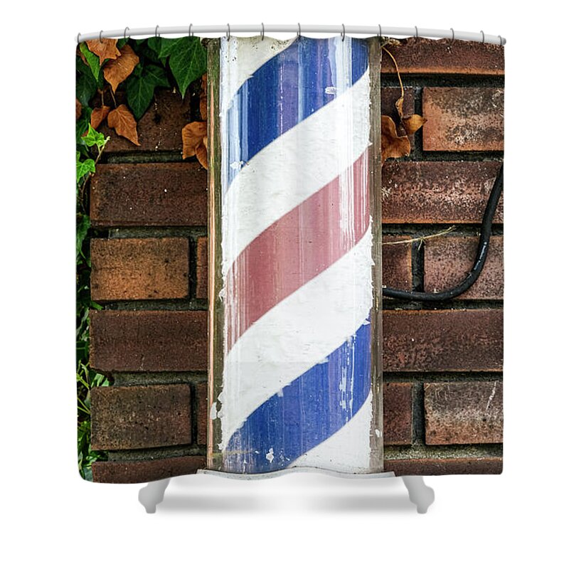 Barber Shower Curtain featuring the photograph Barber Pole by Tony Locke