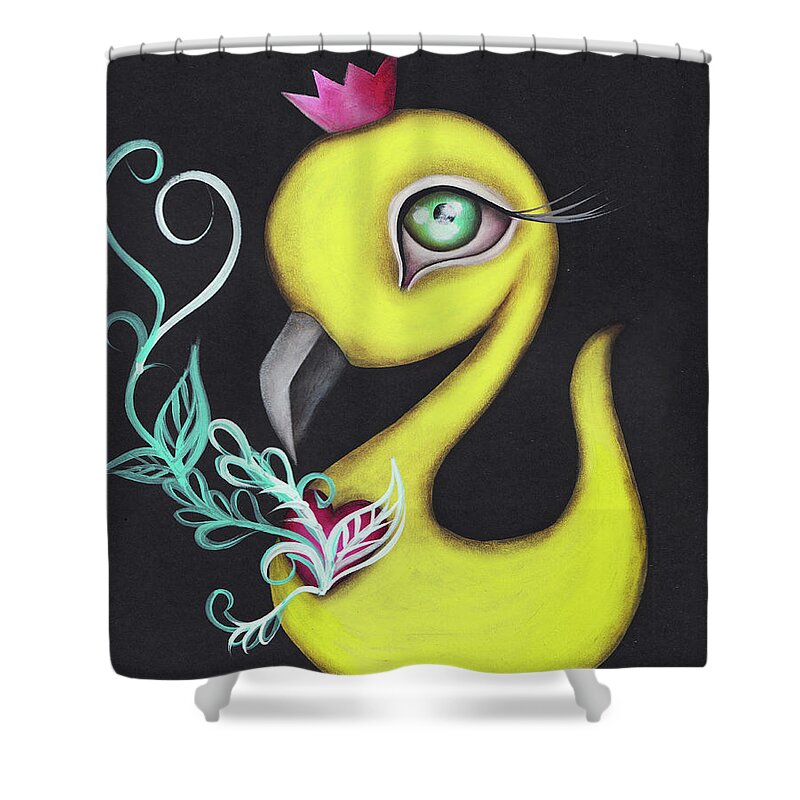 Duck Shower Curtain featuring the painting Bardan by Abril Andrade