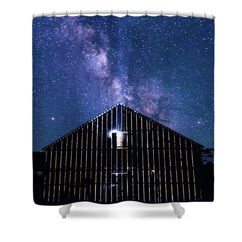 2018 Shower Curtain featuring the photograph Barn Night Light by Erin K Images