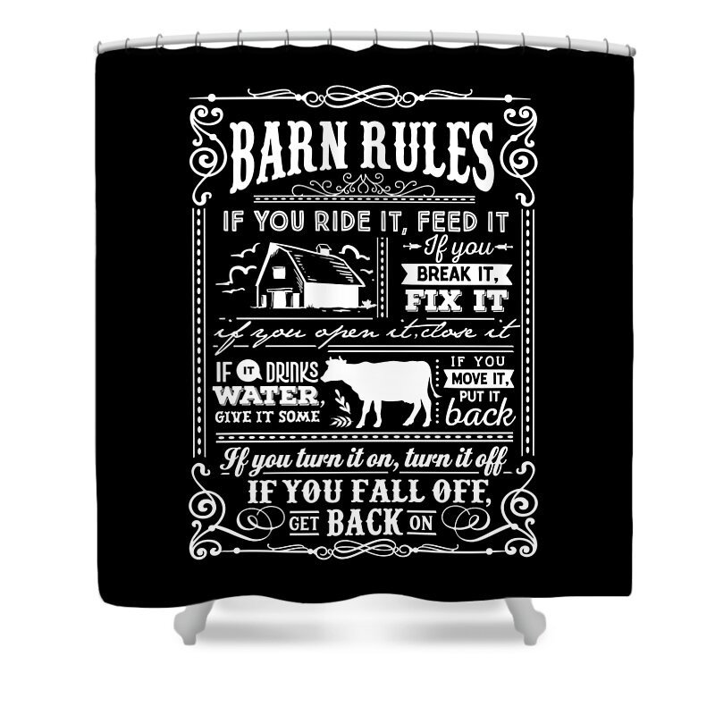 Family Shower Curtain featuring the digital art Barn Rules by Sambel Pedes