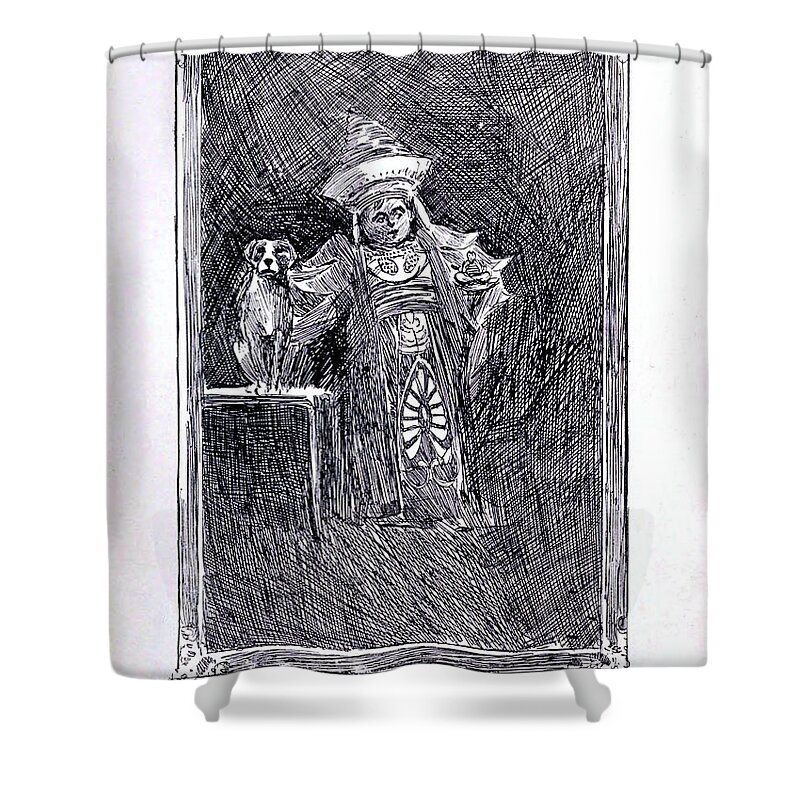 Richard Reeve Shower Curtain featuring the drawing Baron Trump 1893 by Richard Reeve
