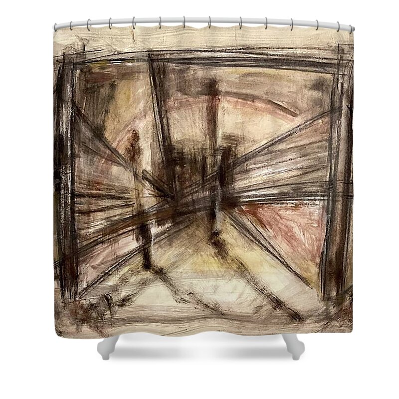 Barricades Shower Curtain featuring the painting Cages II by David Euler