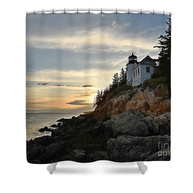 Acadia National Park Shower Curtain featuring the photograph Bass Harbor Head Lighthouse by Steve Brown