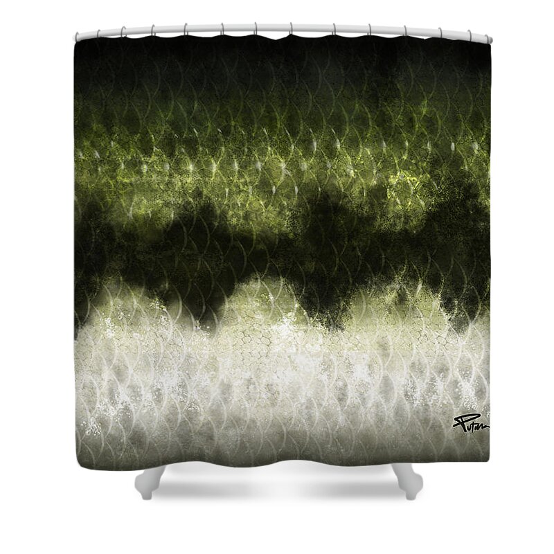 Bass Shower Curtain featuring the digital art Bass Scales by Kevin Putman