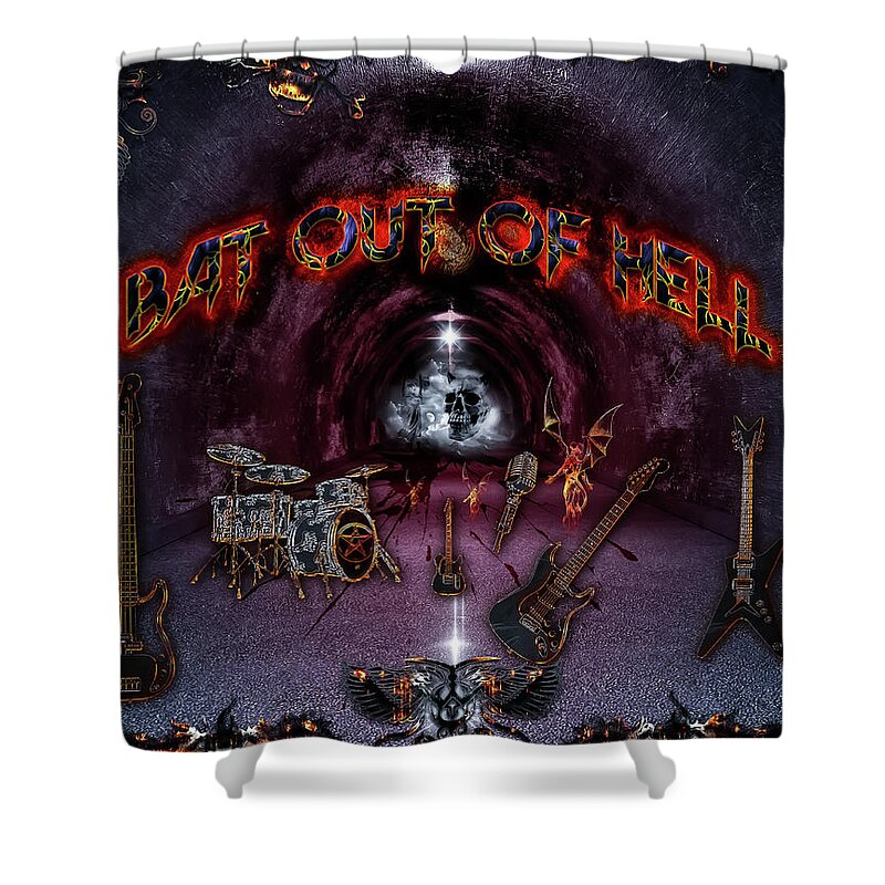 Bat Out Of Hell Shower Curtain featuring the digital art Bat Out Of Hell by Michael Damiani