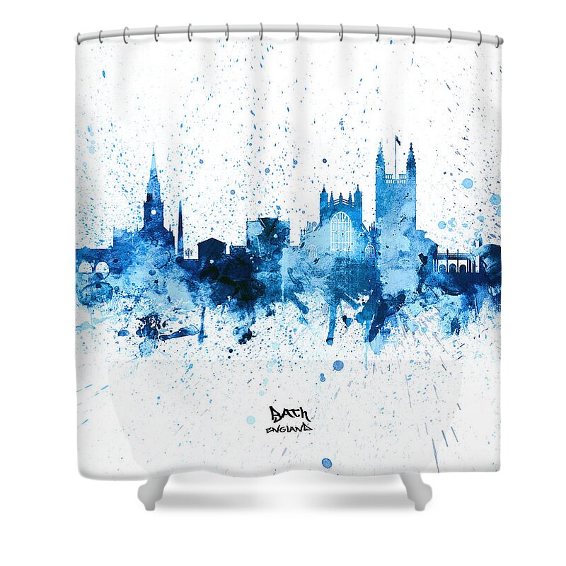 Bath Shower Curtain featuring the digital art Bath England Skyline Cityscape #33 by Michael Tompsett