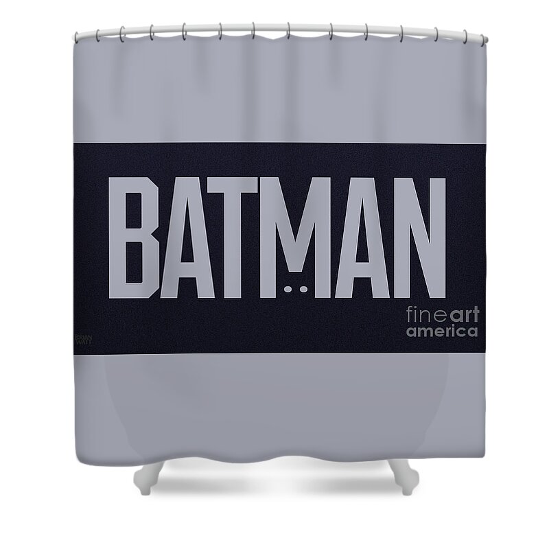 Batman Shower Curtain featuring the digital art Batman Type Treatment by Brian Watt