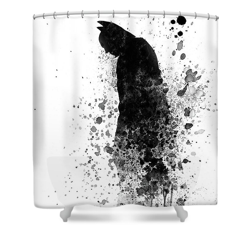 Batman Shower Curtain featuring the mixed media Batman Watercolor III by Naxart Studio
