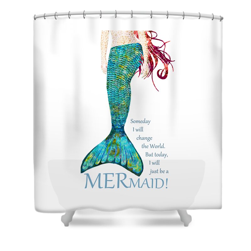 Beach Shower Curtain featuring the painting Be A Mermaid - Colorful Beach Art - Sharon Cummings by Sharon Cummings