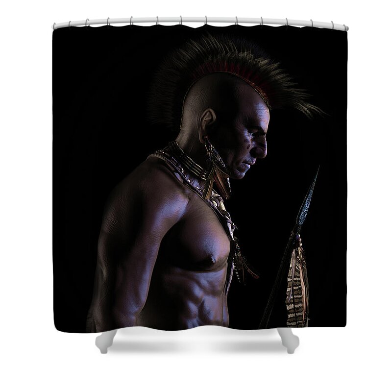 Warrior Shower Curtain featuring the digital art Be Still Warrior by Shanina Conway