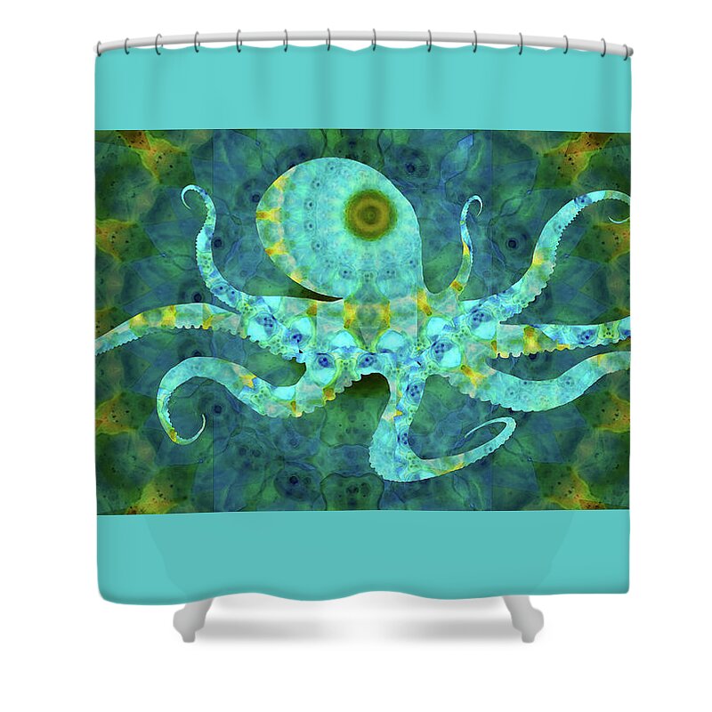 Mandala Shower Curtain featuring the painting Beach Art - Mandala Octopus - Sharon Cummings by Sharon Cummings