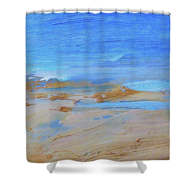 Abstract Shower Curtain featuring the painting Beach Calm by Sharon Williams Eng