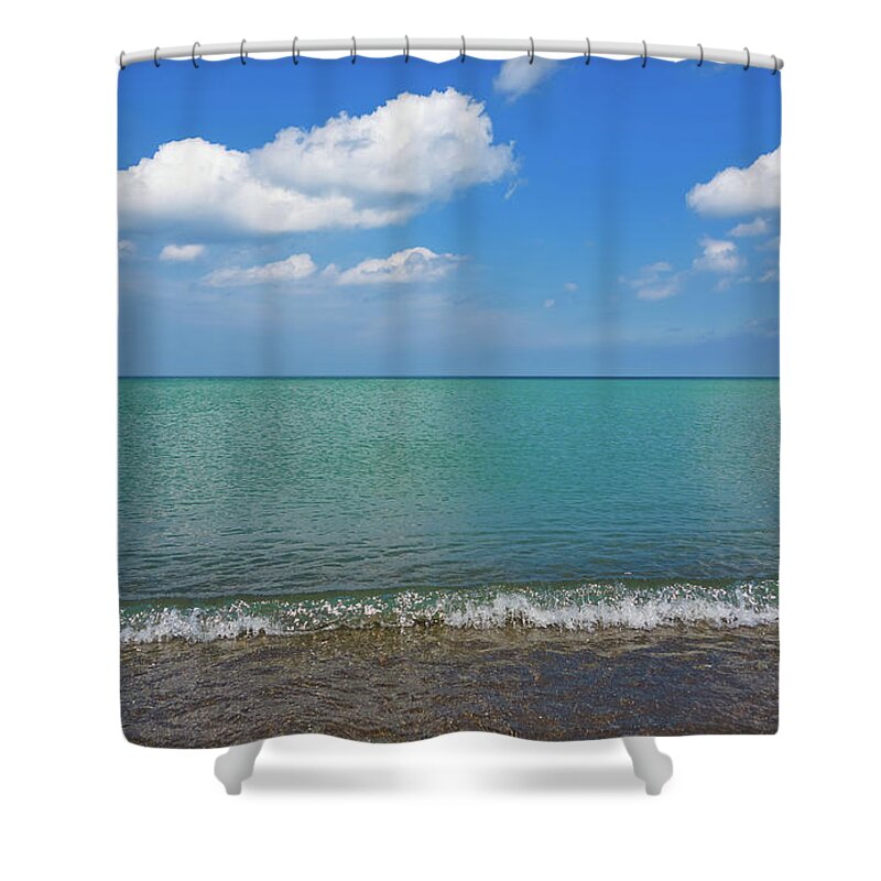 Beach Layers 1 Shower Curtain featuring the photograph Beach Layers 1 by Rachel Cohen