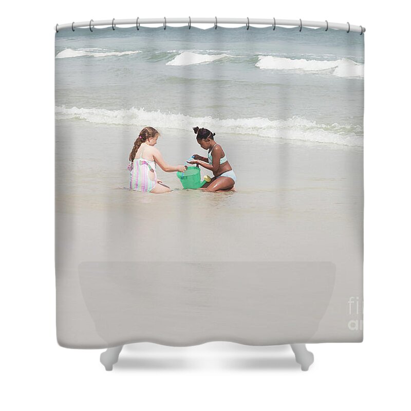 Beach Moments Shower Curtain featuring the photograph Beach Moments Friends by Neala McCarten