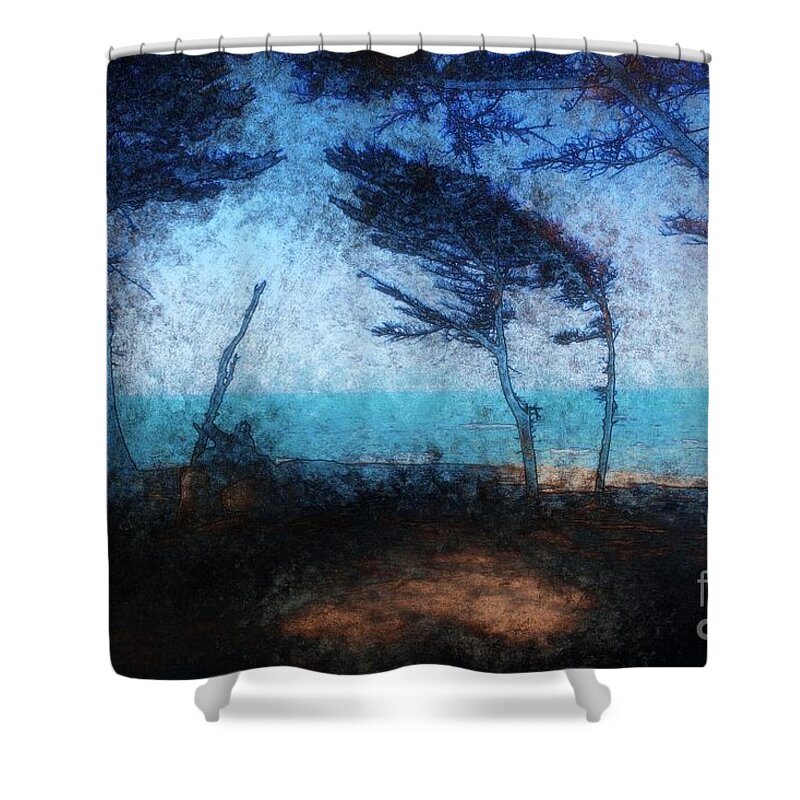 Beach Shower Curtain featuring the photograph Beach Pines in the Breeze by Katherine Erickson