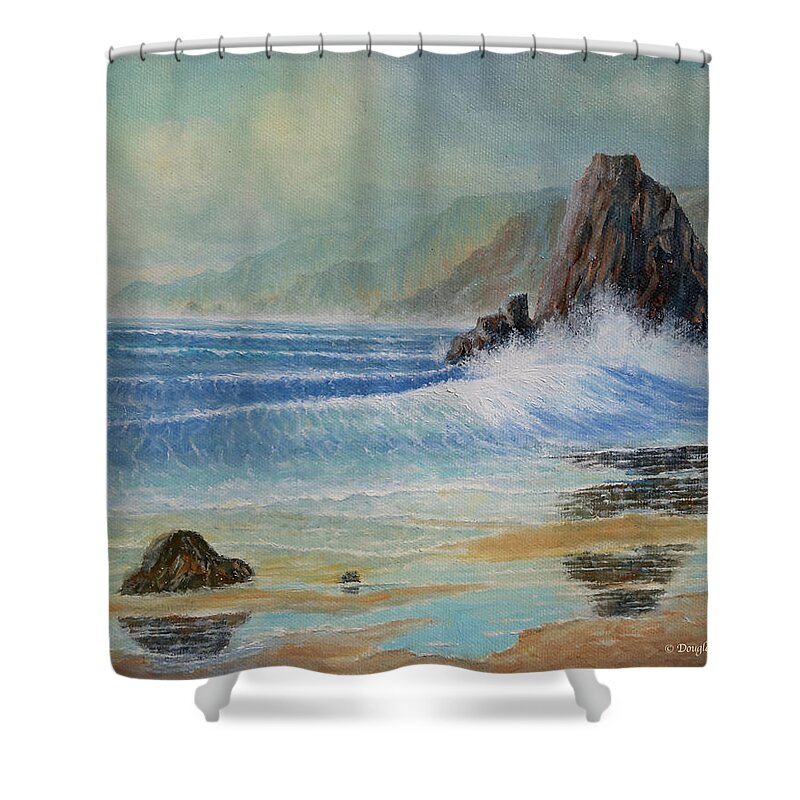 Surf Shower Curtain featuring the painting Beach Reflections by Douglas Castleman