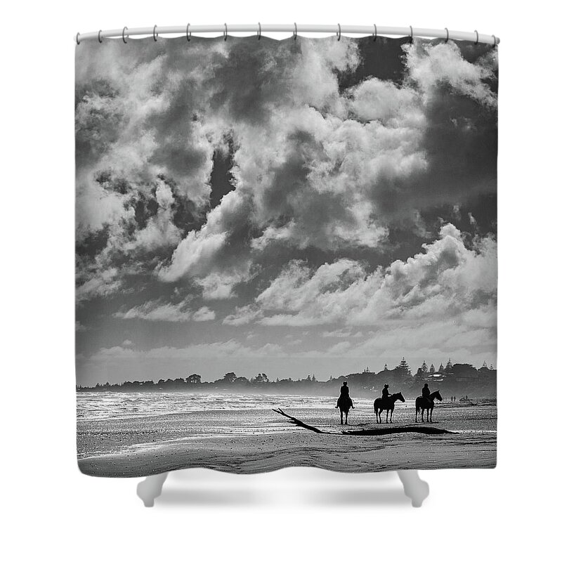 Ride Shower Curtain featuring the photograph Beach Riders by Dave Bowman
