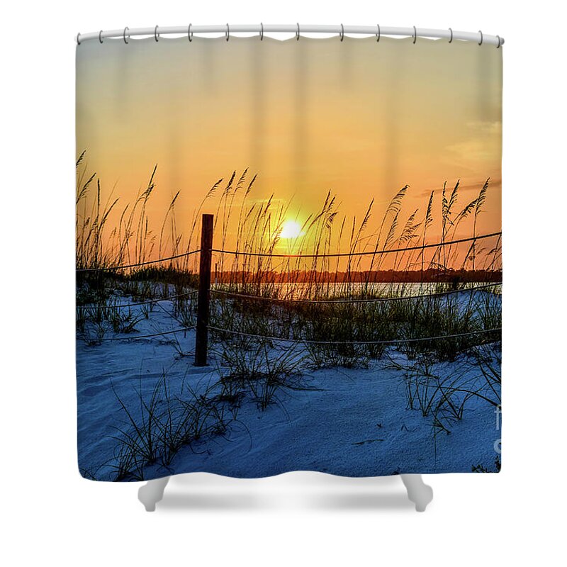 Sun Shower Curtain featuring the photograph Beach Sand Dunes Sunset, Perdido Key, Florida by Beachtown Views