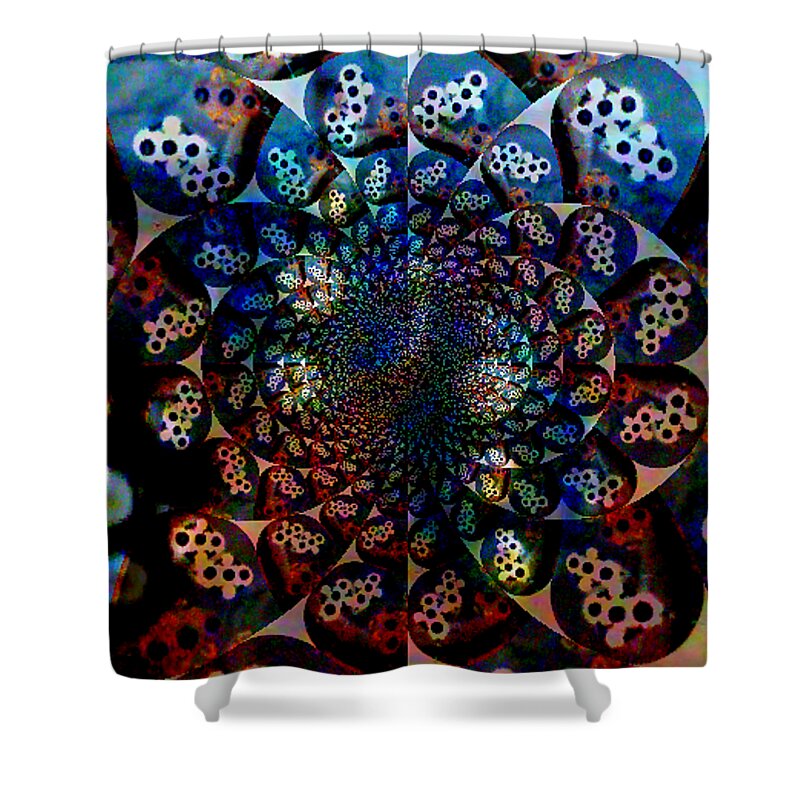Black Shower Curtain featuring the digital art Beaded Earring In Dark And Electric Blue by Kari Myres