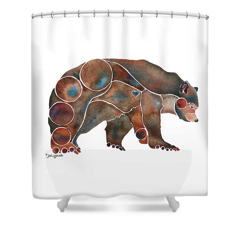 Bear Shower Curtain featuring the painting Bear Brown Popular by Jo Lynch