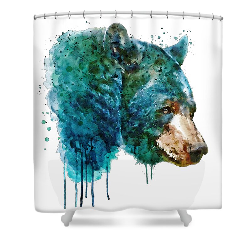 Marian Voicu Shower Curtain featuring the painting Bear Head by Marian Voicu
