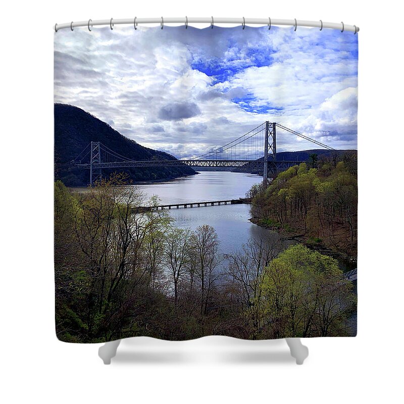 Scenic Shower Curtain featuring the photograph Bear Mountain Bridge by Jim Feldman