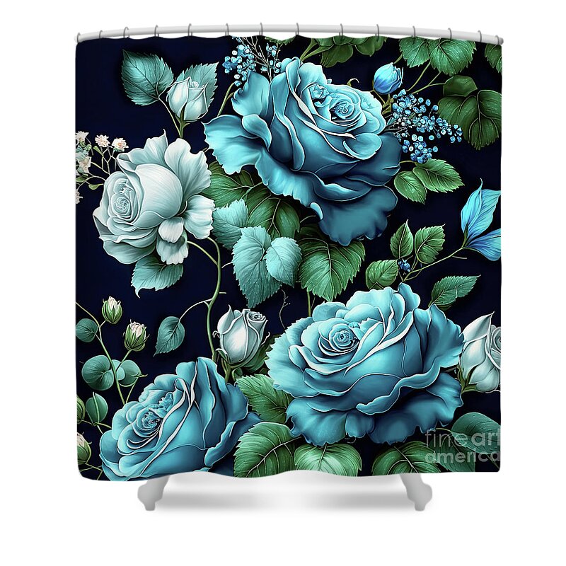 Blue Roses Shower Curtain featuring the painting Beautiful Blue Roses by Tina LeCour