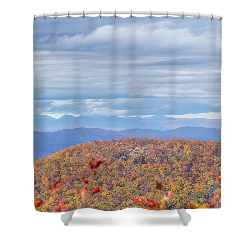 Autumn Shower Curtain featuring the photograph Beautiful Colors on Top of a Mountain by Auden Johnson