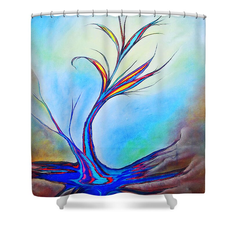 Tree Shower Curtain featuring the mixed media Beautiful Day by Melinda Firestone-White