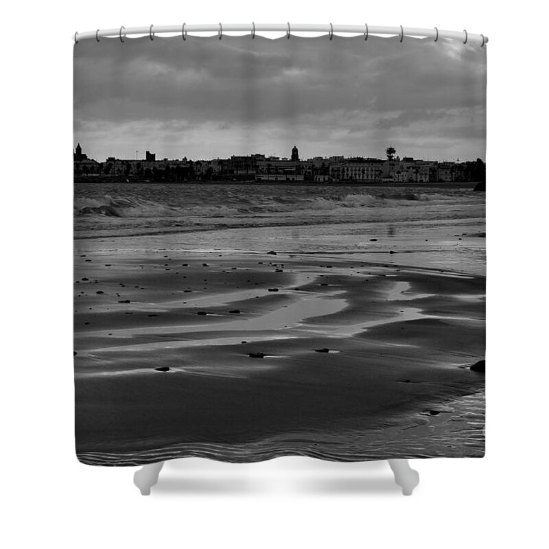 Torre De Merced Shower Curtain featuring the photograph Beautiful Rota Low Tide by Tony Lee
